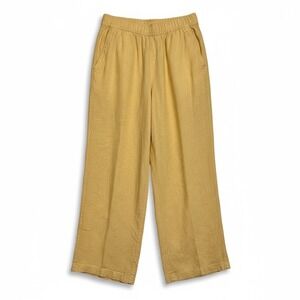 Old Navy‎ High Rise Wide Leg Crop Pants Yellow Size S Linen Blend